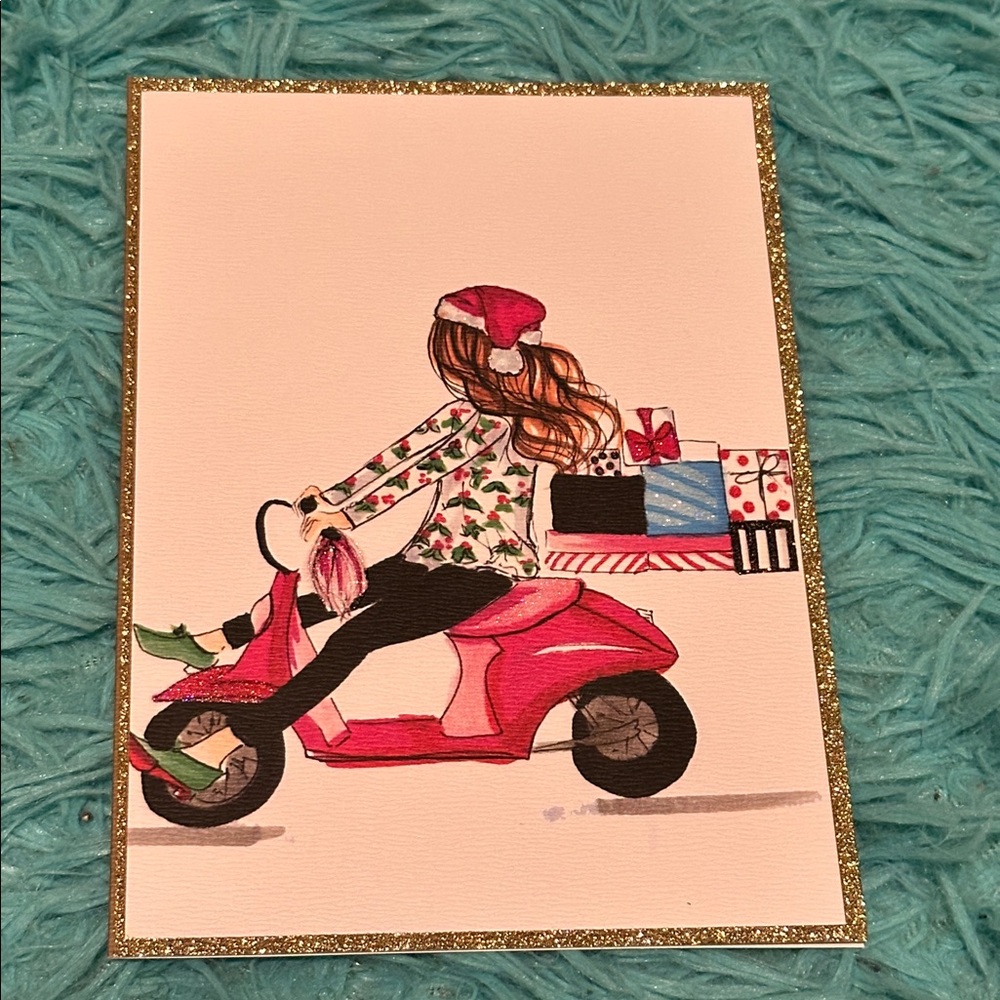 Stylish Holiday Greeting Cards with Scooter Design
